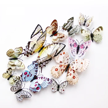 12Pcs Dvojvrstvové 3D Butterfly Stenu-Nálepky na Stenu Domova Motýľov pre Dekoráciu, Magnet na Chladničku Nálepky Darček
