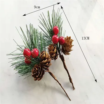 12Pcs Vianočné simulácia ihličia borovice kvetinové kytice Zelené borovice, bell prívesok