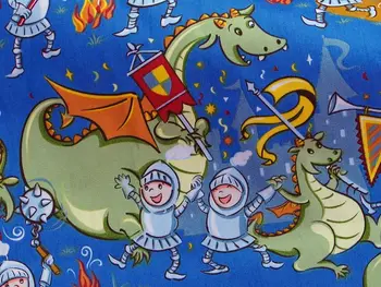 140cmx50cm Bavlnené Tkaniny - Cartoon - Dinosaurus a dieťa (155)