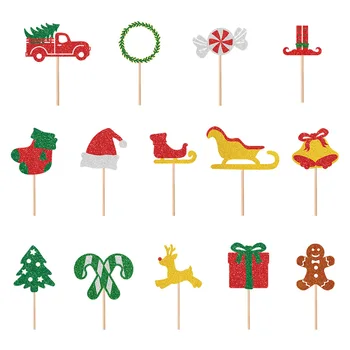 14Pcs Vianočné Cupcake Mulčovače, Vianočný Stromček, Snehuliak Snowflake Tortu Tipov pre Xmas Party Prospech Svadobné Dekorácie Dodávky