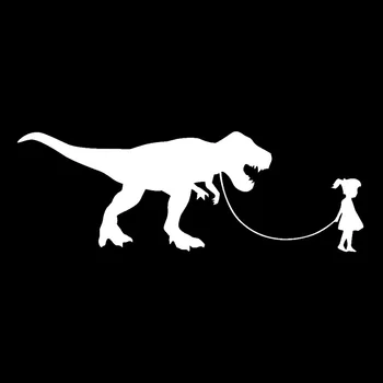 19.2 cm*6.8 cm Dievča Prechádzky Tyrannosaurus Rex Vytvoriť Samolepky Čierna/Strieborná S3-5440