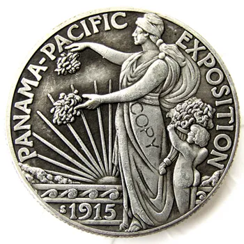 1915-S Panama Pamätné Pol Dolára Strieborné Pozlátené Kópiu Mince
