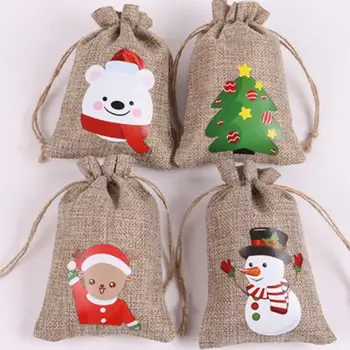 1pc bielizeň Vianočný darček taška set roztomilé zviera šnúrkou šnúrkou dekoratívne malé látkové taška Vianočné bielizeň darčeková taška Darčekovej krabičke