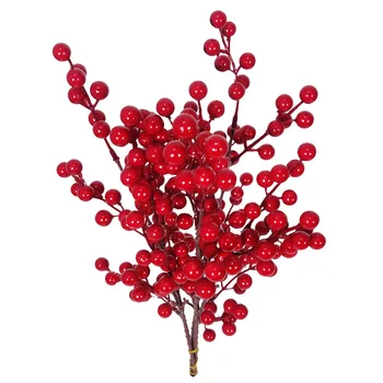 3ks 2 Druhy Vianočné Red Berry Kvety Umelé Stamen Puky pre Navidad Veniec Noel Dekorácie Vianočné tvorivé Balenie