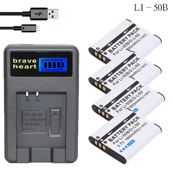 4pcs 1800mAh Li-50B D-LI92 Li 50B D LI92 Li-ion Batérie fotoaparátu + LCD USB Nabíjačka Pre Olympus 1020 1010 1030 Pentax X70