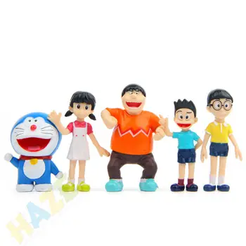 5 ks/set Doraemon Nobita Nobi Rodina PVC Akcie Obrázok Bábika DIY Cake Decor Deti Hračky Anime Obrázok Hračky, Bábiky Č Box