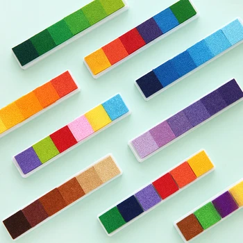 6 Farieb Bar Inkpad Rainbow Gradient Farbou Atramentu Poduška pre Pečiatku Tlač HOBBY Ručné Darček Vestník Denník Dekorácie Office Školy 6333