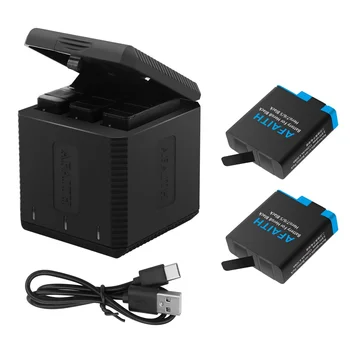 AFAITH Náhradné Batérie 2 Pack 3-Kanálové USB Nabíjačka Kompatibilná s GoPro Hero 8 7 6 5 Black Fotoaparát, Príslušenstvo