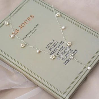 ASHIQI Prírodné Sladkovodné Perlový Náhrdelník pre Ženy, Skutočné 925 Sterling Silver Handmade Šperky, Svadobné