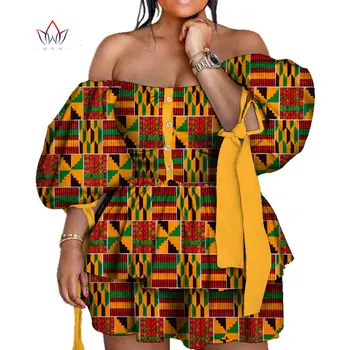 BRW Mimo Ramenný Mini Afriky Šaty Dashiki Double-layer Kyvadlo Tradičné Africké Oblečenie Plus Veľkosť Party Šaty WY5567