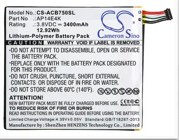 Cameron Čínsko 3400mAh batéria pre ACER Iconia Jeden 7 B1-750 AP14E4K AP14E4K (1ICP4/86/94) KT00104001
