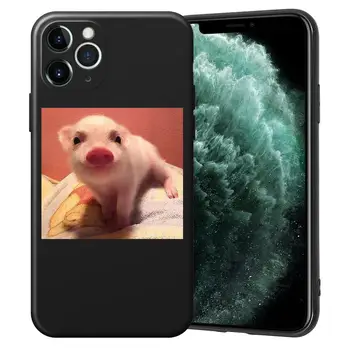 Candy TPU zvierat Roztomilý ošípaných black Telefón púzdra pre iPhone 6 S 7 8 Plus X XS XR 11 12 13 Pro Max mini Silikónové Ochranné Puzdro