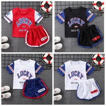 Detské Športové Oblečenie Set sa Deti Basketbal Suit Baby Chlapci, Dievčatá Oblečenie Letné Batoľa Krátke Rukáv tričko+nohavice Tepláky