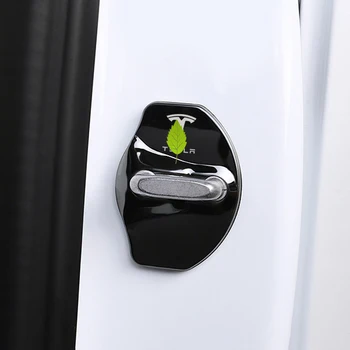 FCXvenle Nehrdzavejúcej Ocele Auto Door Lock Dekoratívny Kryt Pre Tesla Model 3 Model Y 2017-2021 Logo Odznak Štýl Príslušenstvo