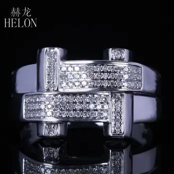 HELON Nový Povrch Mens Real Diamantový Prsteň Rýdzeho Striebra 925 Zapojenie Módne Kapela Pripraviť Prírodné Diamanty Výročie Mužov Krúžok