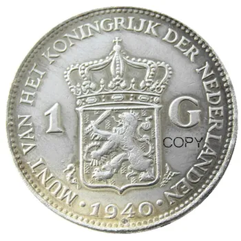 Holandsko,1940 1 Guldenu Wilhelmina Som Strieborné Pozlátené Kópiu Dekoratívne Mince