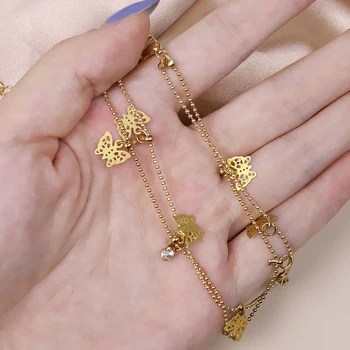 Hot Predaj Nové Módne Šperky Motýľ Kolo Perličiek Náramok Multi-layer Nastaviteľné Zliatiny Žien Punk Kovové Príslušenstvo