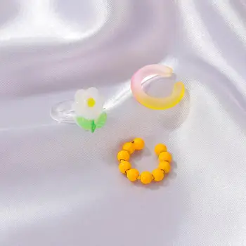 Kórejský Roztomilý INY Akryl Hoop Náušnice Pre Dospievajúce Dievčatá Farebné Kvetinové Y2k Šperky, Náušnice Jednoduché, Estetické Živice Korálky Jewellry