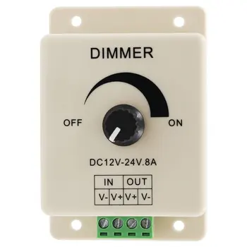 LED Dimmer Prepínač 12-24V 8A Nastaviteľný Jas Lampy Pásy Vodiča Jednej Farby Svetla, Napájacieho zdroja Regulátor DC 12V LED Svetlo