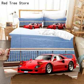 Luxusné Supercar 3D posteľná bielizeň Nastaviť Obliečky Posteľná Bielizeň Pretekárske Auto Cumlík prehoz cez posteľ Obliečky posteľné Prádlo (NIE List) Deti Darček