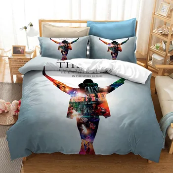 Michael Jackson Vytlačené posteľná bielizeň Zber Dole Deka Kryt Dvojité Pokrytie Kráľovná King Size Deti Spálňa, bytový Textil