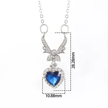Modrá Láska Lady Náhrdelník Jednoduché Krídla Micro-intarzované a Tichom Srdce, Zirkón Módny Náhrdelník dámske Šperky Svadobný Darček k Narodeninám