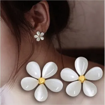 Móda kórejský Charms Šperky Roztomilý Béžová Čerešňový Kvet Kvet Stud Náušnice 4ED32