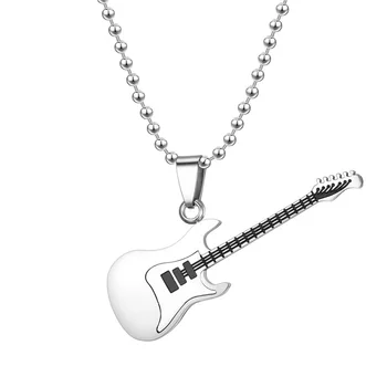 Nové Nerezové Gitara Pár Náhrdelník Pre Mužov, Ženy Hudobný Nástroj Prívesok Korálky Reťazca Módne Šperky Darček