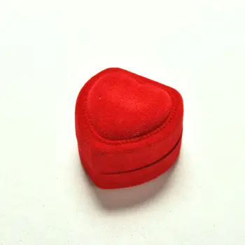 Odolné Červená v Tvare Srdca Veko Otvoriť Velvet Krúžok Box 1Pcs Mini Roztomilý Červený Účtovná Skladacia Prípade Displej Šperky Box Balenie