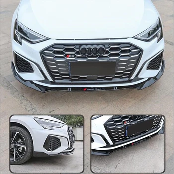 Pre Audi A3, S3 2021 2022 2023 Predný Nárazník Difúzor Pery Spojler Vysoko Kvalitných ABS Bright Black Vlákniny Vzor Auto Príslušenstvo