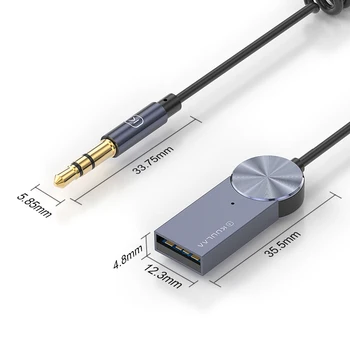 Pre Auto, 3,5 mm Jack, Aux 5.0 Prijímač Reproduktor, Audio Music Bezdrôtový Vysielač Aux Bluetooth-Kompatibilné Dongle Adaptér Kábel