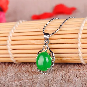 Prírodné Green Jade Kolo Prívesok 925 Strieborný Náhrdelník Čínske Suveníry Kúzlo Šperky Príslušenstvo Amulet Móda pre Mužov, Ženy Darček