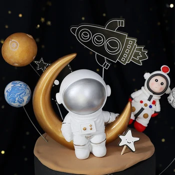 Rocket Astronaut Loď Dekorácie hviezda Planéty Happy Birthday Cake Mulčovače, Svadobné, Baby, deti, dieťa Zobraziť Pečenia Dodávky Darček