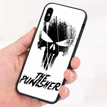 Silikónové Krytie Marvel Punisher Lebky Pre Apple IPhone 12 Mini 11 Pro XS MAX XR X 8 7 6 6 Plus 5S SE Telefón Prípade