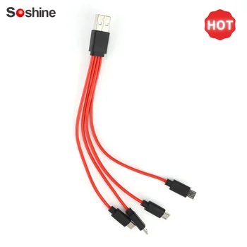 Soshine Universal 4 v 1 Micro USB Nabíjací Kábel Linka pre USB Nabíjateľné Batérie Príslušenstvo Multi-vedúci Nabíjací Kábel