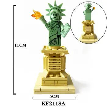 Stavebné Bloky Libertys So stojanom 11 CM Vysoká známych pamiatok z New York Modelu Deti Hračka KF2118A