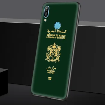 Telefón puzdro Na Huawei Y7A Y9A Y8P Y8S Y6P Y5P Prípadoch Pre HUAWEI Y9 Y6 Y7 2019 Späť jemný Čierny Kryt Plášťa Maroko Vlajka Pas