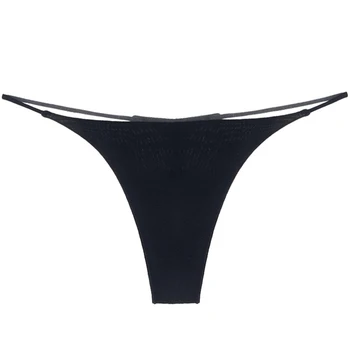 Tenký pásik sexy Bezšvové Nohavičky low-pás dvojvrstvových bikini bavlna dámske Priedušná G-string Bielizeň 039