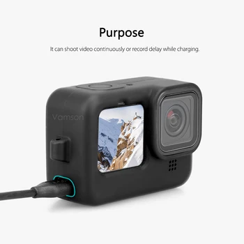 Vansom Nabíjateľná Black Batéria Strane Krytu pre GoPro 10 9 Športová Kamera Ochranné Príslušenstvo pre GoPro Hero 10 9 VP659B