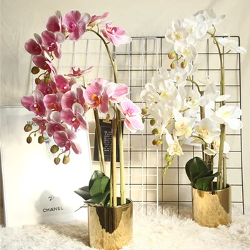 Veľké Latex 3D Tlač Umelé Kvety Orchidey Skutočný Pocit Simulácie pre Domáce Svadobné Dekorácie Flores Svadobné Kytice