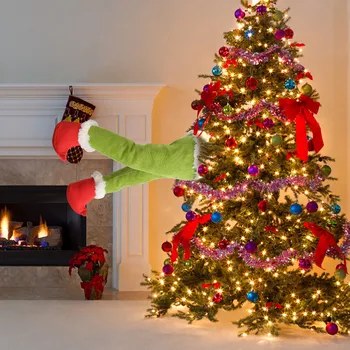 Vianočný strom dekorácie zelená protetické nohy plyšové dvere dekorácie Santa Claus Elf noha Vianoce domov visí ozdoby