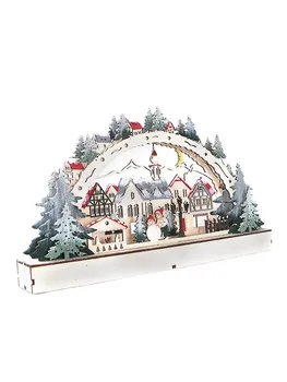 Vianočný Stôl Ozdoby, Dekorácie Pre Domov Presvetlený Dom Drevený Stôl Centerpieces LED Sviatky Večeru Tabuľka Figúrka