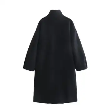 Vlnené dlhá srsť 2022 nové módne čierne voľné teplé elegantné zimné vlnené kabát bežné fashion street mladých žien bunda, kabát