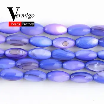 Vysoko Kvalitné Modrá Mop Shell Perly Pre Šperky, Takže 5*10 mm Kúzlo Dištančné Korálky DIY Náhrdelník Náramok 15