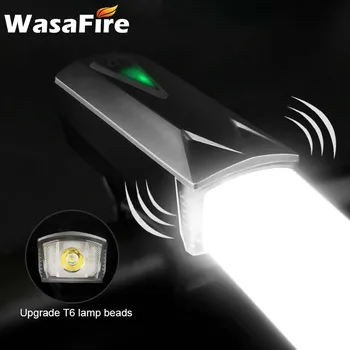 WasaFire T6 LED Bicyklov Svetla USB Nabíjateľné Bicykel Predné Svetlá Diaľkové Horn Bell Svetlometu Výstraha jazda na Bicykli Reproduktor Lampy