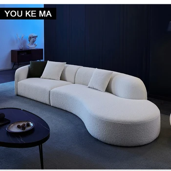 Zakrivené gauč moderný minimalistický obývacia izba apartmán veľký concubine svetlo luxuryinsWind tvarované rohu textílie gauč