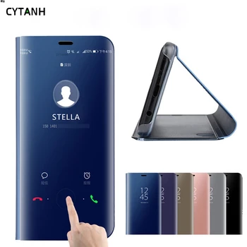 Zrkadlo Flip puzdro pre Huawei P8 P9 Lite 2017 P10 P20 P30 Pro Mate 10 20 P Smart 2019 Y5 Y7 Y9 2018 Česť 7C 8X Luxusné Kryt Telefónu